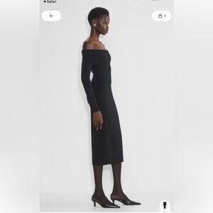 Aritzia Babaton Sculpt Knit Off Shoulder Dress Black Size M